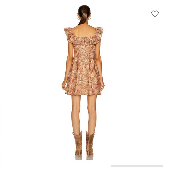 NWT ZIMMERMAN Brighton Ruffle-Neck Dress sherbet 4 - Picture 5 of 13